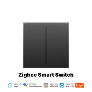 MOES ZigBee Smart Light Switch 2in1 Neutral Wire Required,Tuya APP Control,Compatible with Alexa Google Home,Star Feather Design