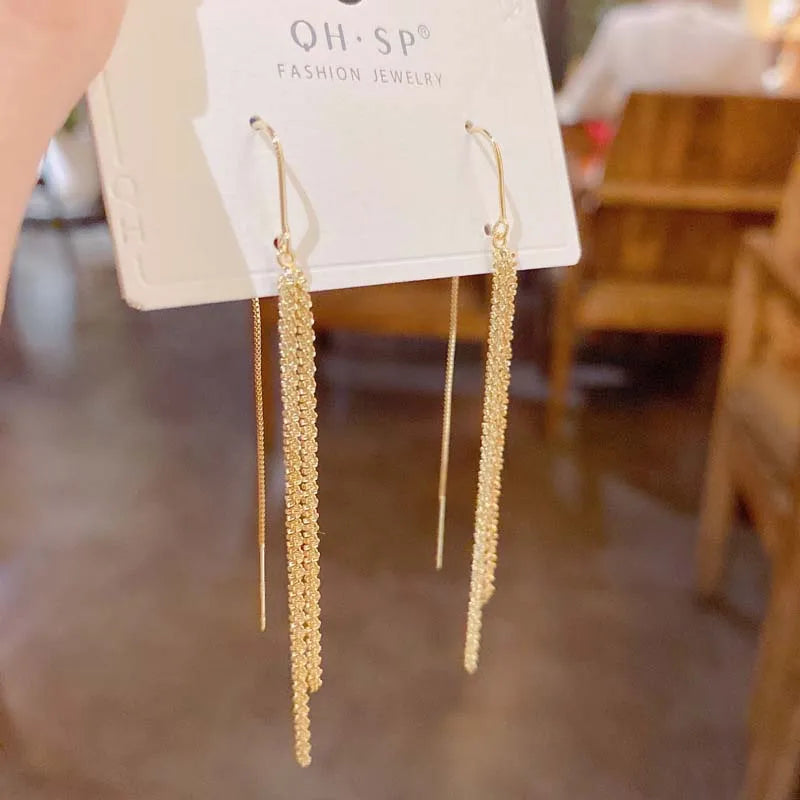 New Long Tassel Chain Dangle Earrings for Women girl Trend Korean Fashion Fine Earring Wedding Luxury Y2K Jewelry Wholesale - You Offer