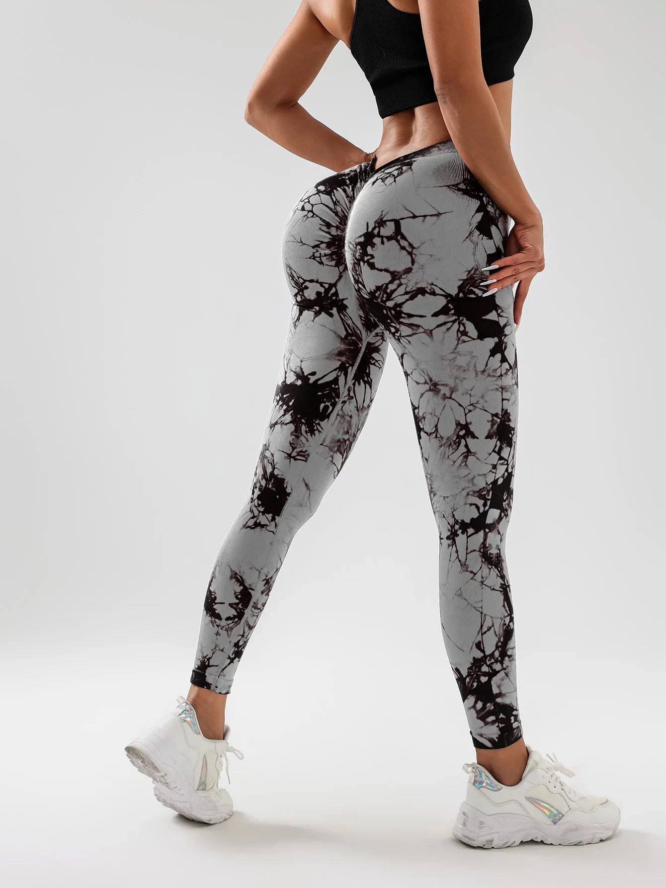 US Local Women‘s Spandex Tie Dye Scrunch Butt Lifting V Back Leggings Buttery Soft High Waist Booty Yoga Pants - You Offer