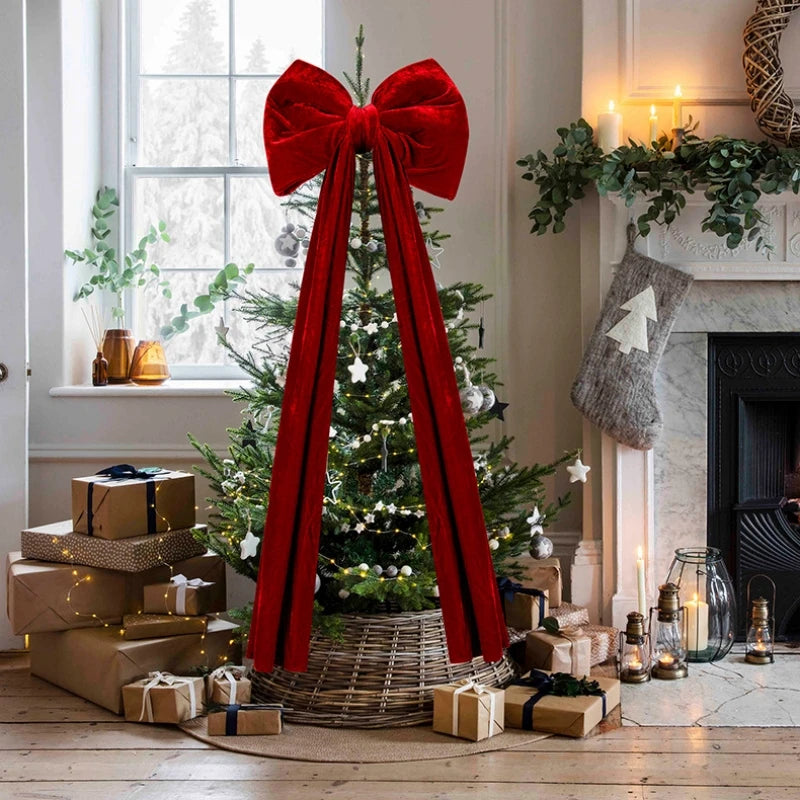 1Pc Large Christmas Bow Pendant Christmas Tree Decoration Wine Red Non Fallen Bow Tree Pendant