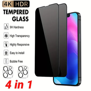 2+2Pcs Black Privacy Screen Protector for iPhone 12 13 15 16 Pro Tempered Glass for iPhone 11 14 Pro 15 16 14 Plus Glass