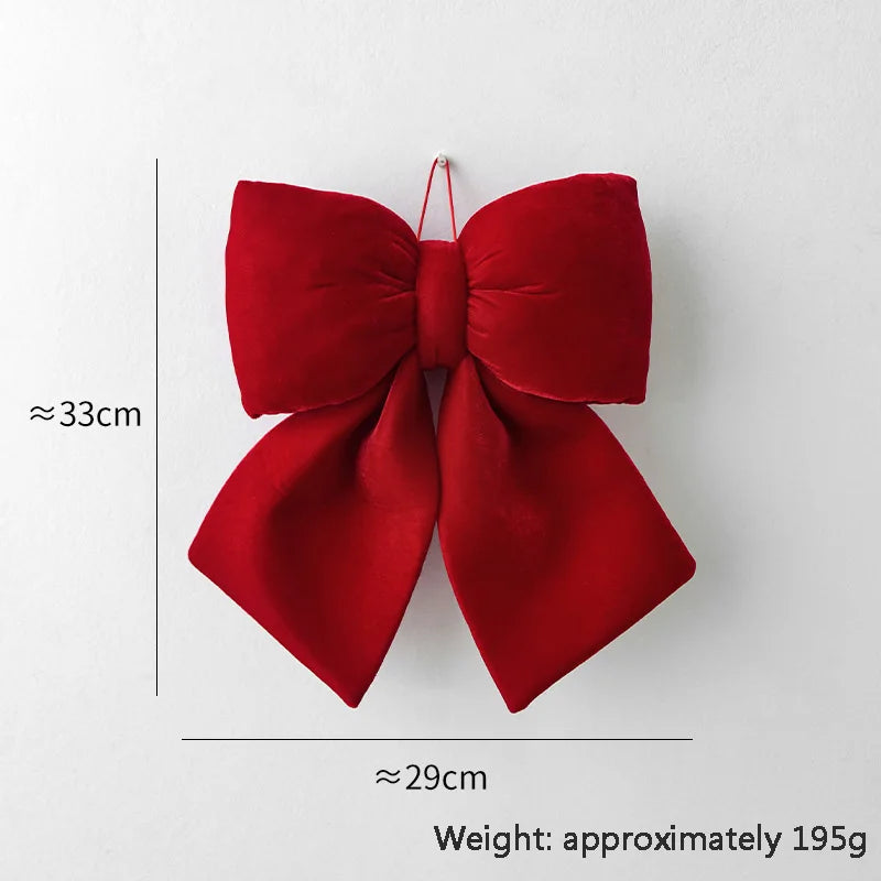Velvet 3D Christmas Bow Christmas Tree Pendant Christmas Decoration Fence Stair Railing Fireplace Decoration