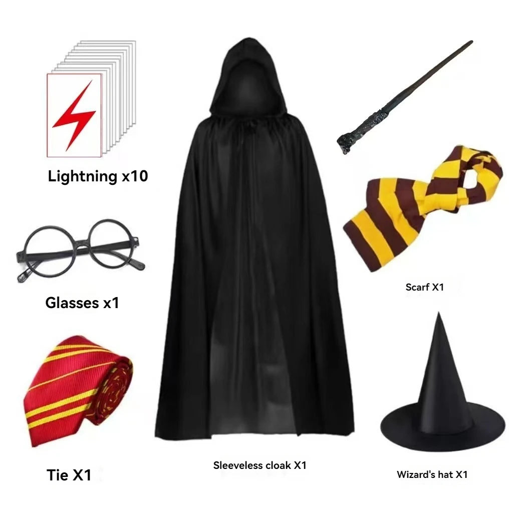 New Halloween costume: Adult Death Cloak, Cloak with Hat, Vampire Cloak, Wizard Robe, Makeup, Ball Performance Costume
