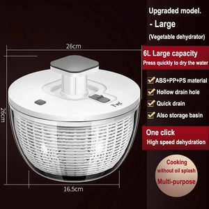 Salad Spinner Electric/Manual Vegetable Dehydrator Multifunction Food Fruit Dryer Quick Drying Drain Basket Kitchen Accessories