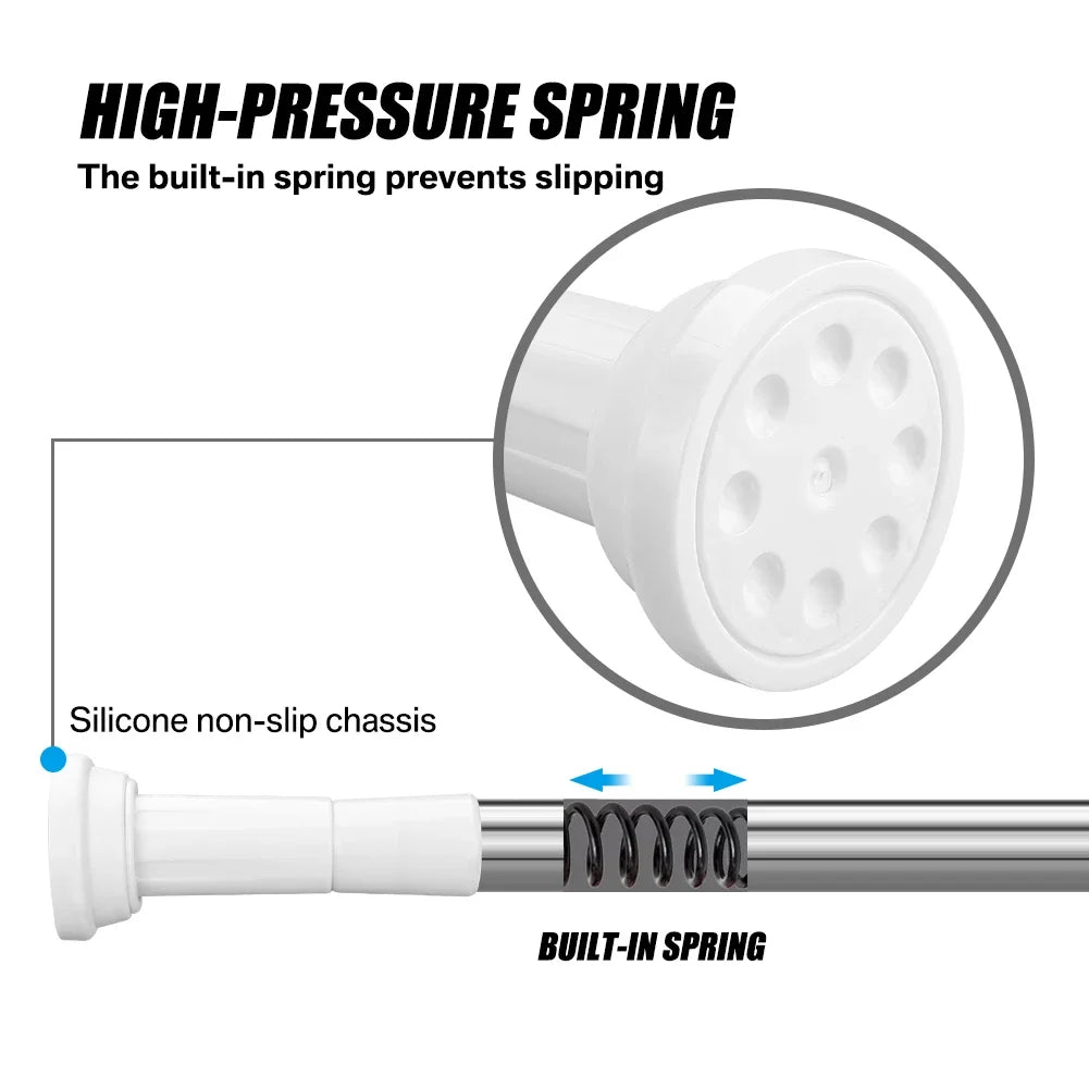 50-260CM Adjustable Curtain Rod No Drilling Telescopic Shower Curtain Pole for Balcony Bathroom Wardrobe Rod Clothes Drying Rack