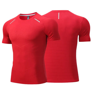 Men Thin Ice Silk Tops Running Short-sleeved Sports T-shirt Gym Fitness Muscle Training Sweatshirt Dry Fit Tight Tracksuits