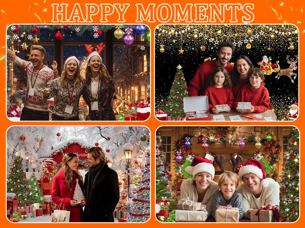 Dewprint Christmas Backdrop Background Banner Fireplace Theme Winter Xmas Tree Indoor Decor Family Holiday Party Portrait Photo