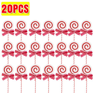 20/1x Christmas Candy Cane Ornaments Plastic Glitter Xmas Tree Hanging Pendants Twisted Crutch Candy Canes New Year Party Favors