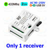 433MHz Universal Wireless Remote Control Switch 2 CH,AC 110V 220V RF Relay Receiver,for Light/Fan/Motor/Garage Door Opener etc