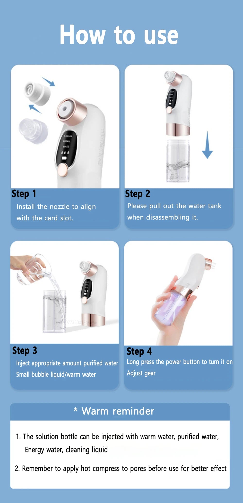 Blackhead Remover Pore Vacuum Facial Pore Cleaner Electric Comedone Whitehead Extractor Tool Rechargeable Blackhead Remover
