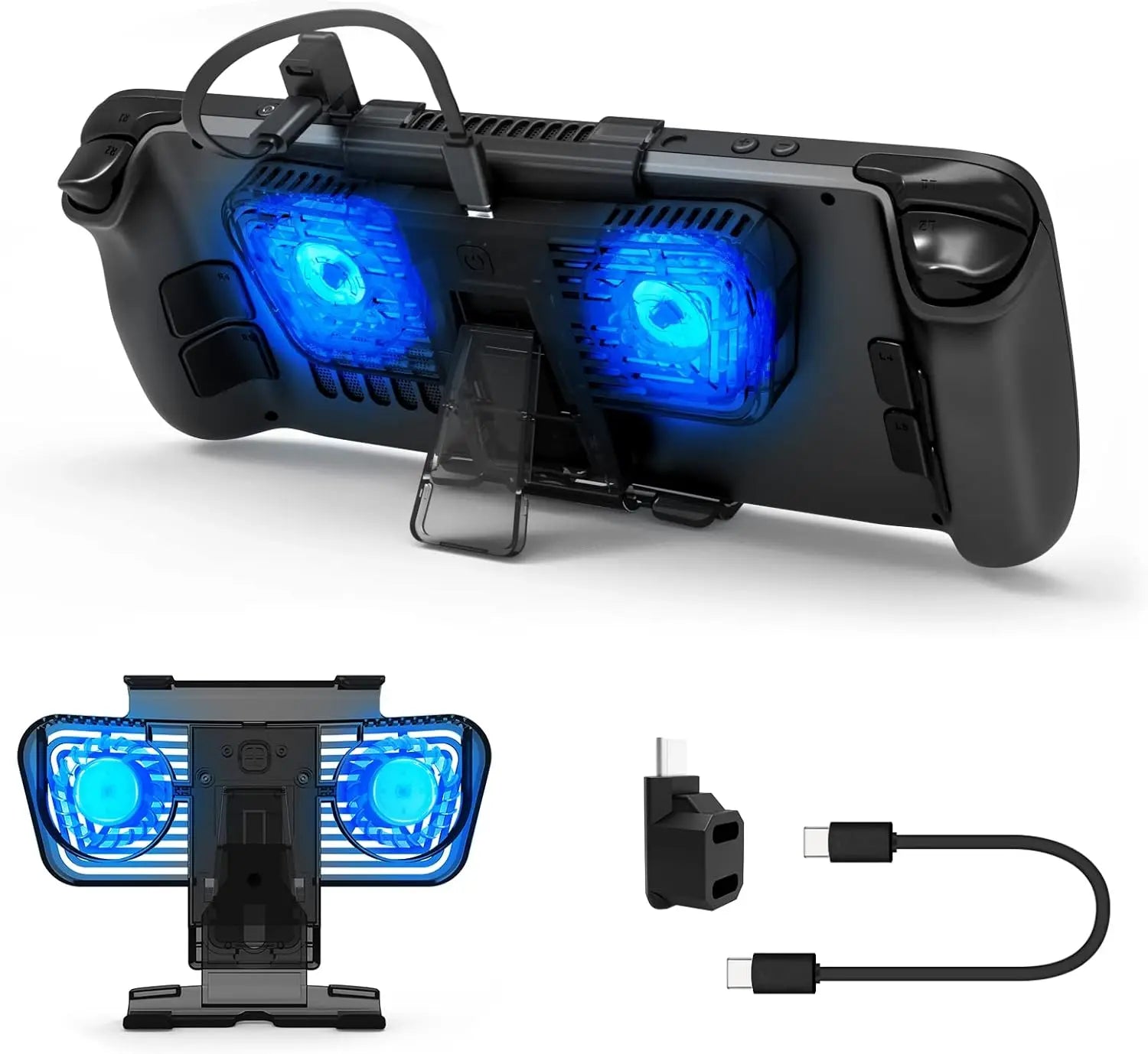 Steam Deck Cooling Fan, Dual Cooling Fan for Rog Ally, Nintendo Switch, Switch OLED or Steam Deck with Cable