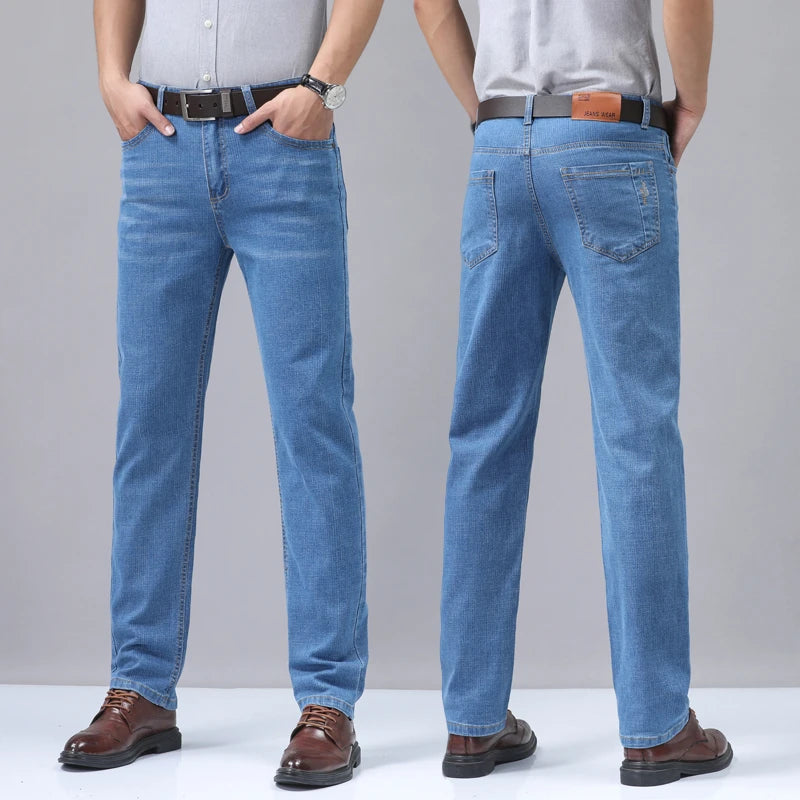 Men's Denim Jeans Thin Summer Straight Business Soft Fashion New High Quality Pants New Arrivals Dropship OL Work Trousers - You Offer