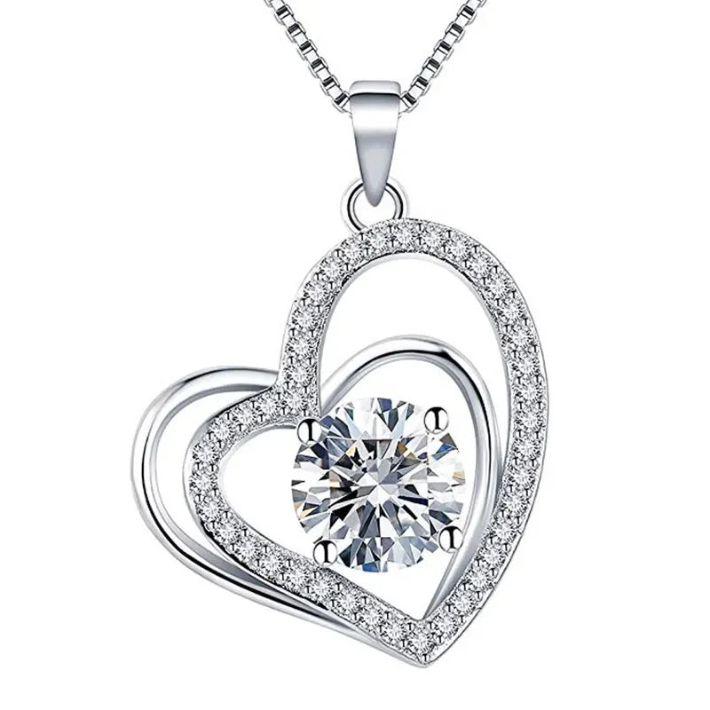 CAOSHI Eternal Heart Shaped Necklace Sparkling Zirconia Accessories for Lady Chic Simple Style Jewelry Romantic Confession Gifts - You Offer