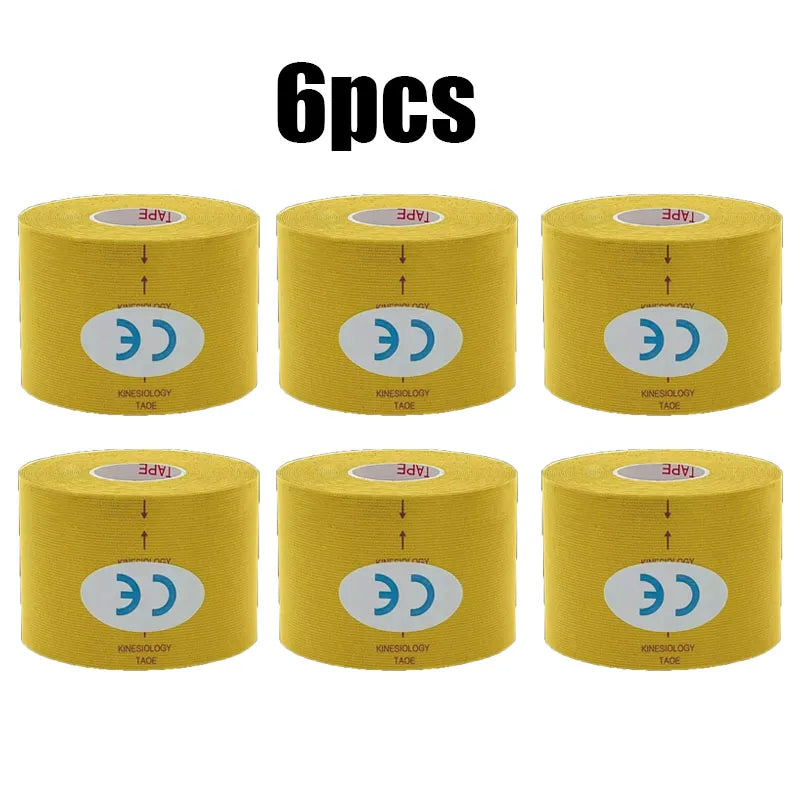 1/6pcs Breathable Cotton Kinesiology Tape Sports Elastic Roll Adhesive Muscle Bandage Knee Elbow Protector Injury Pain Care Tape