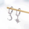Simple Zircon Star Moon Planet Stud Earrings for Women Gold/Silver Color Asymmetry Ear Pendants Fashion Jewelry - You Offer