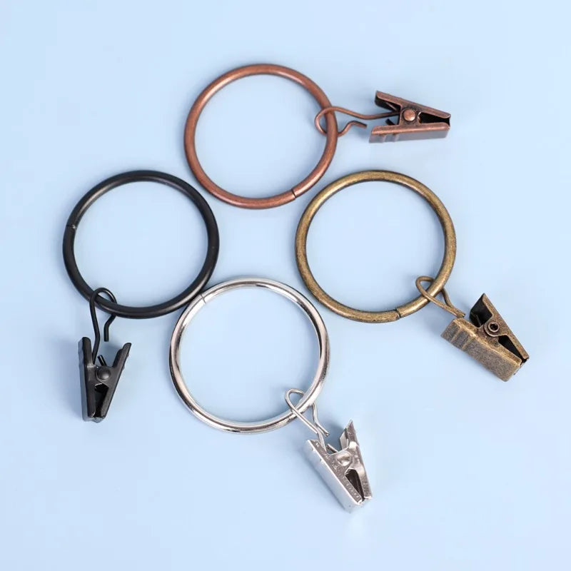 10-50pcs Metal Curtain Rod Clip Drapery Rings Hooks Retro Bathroom Decorative Hat Towel Hats Hanging Clamps Shower Curtain Clips