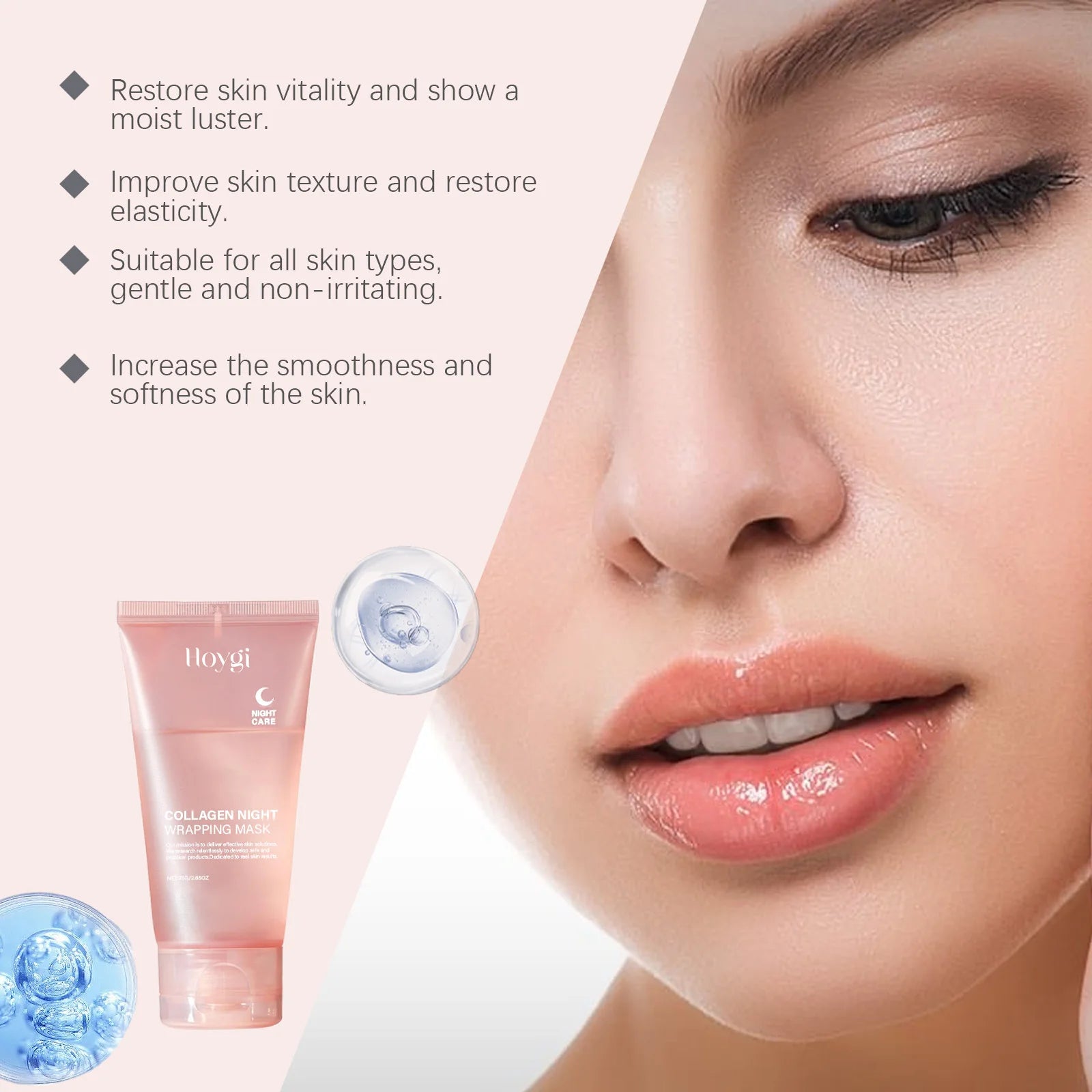 Collagen Peel-off Mask Deep Hydrating Firming Fade Fine Lines Shrink Pores Brightening Overnight Wrapping Mask Face Skin Care