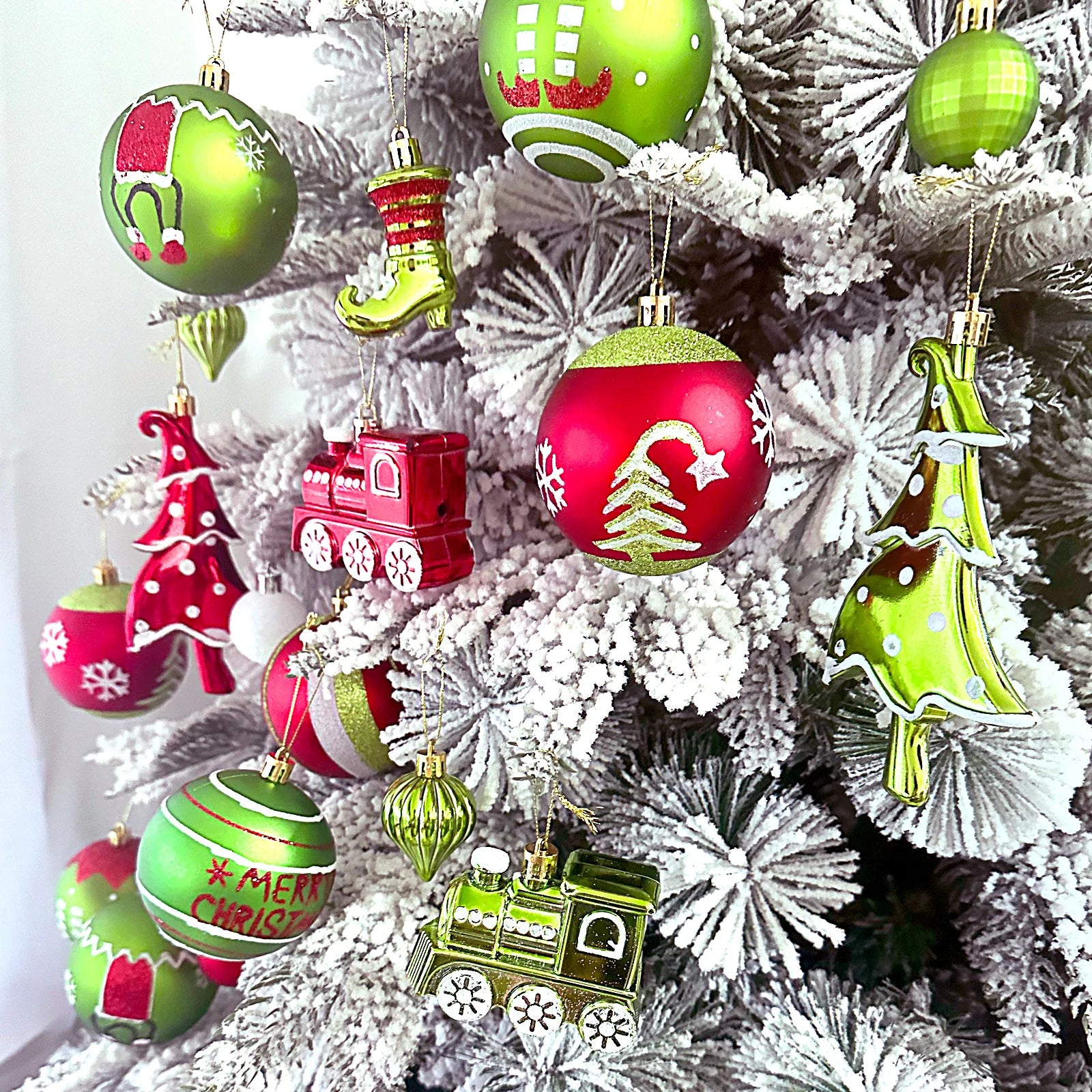 Green Painted Christmas Ball Decorations Green Monster Xmas Tree Ornaments Green Painted Xmas Ball Set Christmas Home Decor