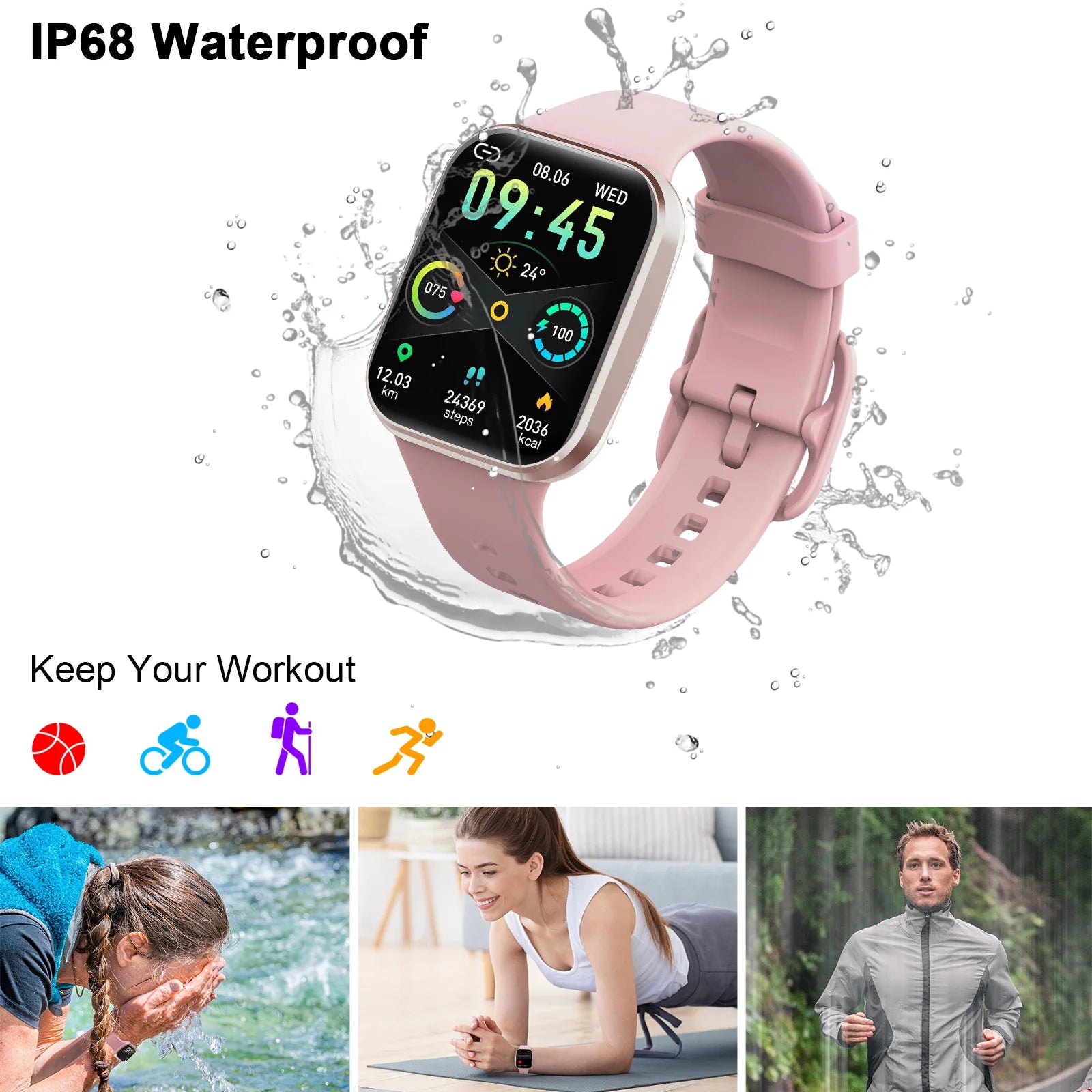 Smart Watch, Fitness Tracker Watch for Men Women, 1.69'' Touch Smartwatch Fitness Watch with Pedometer/Sleep Monitor. - You Offer