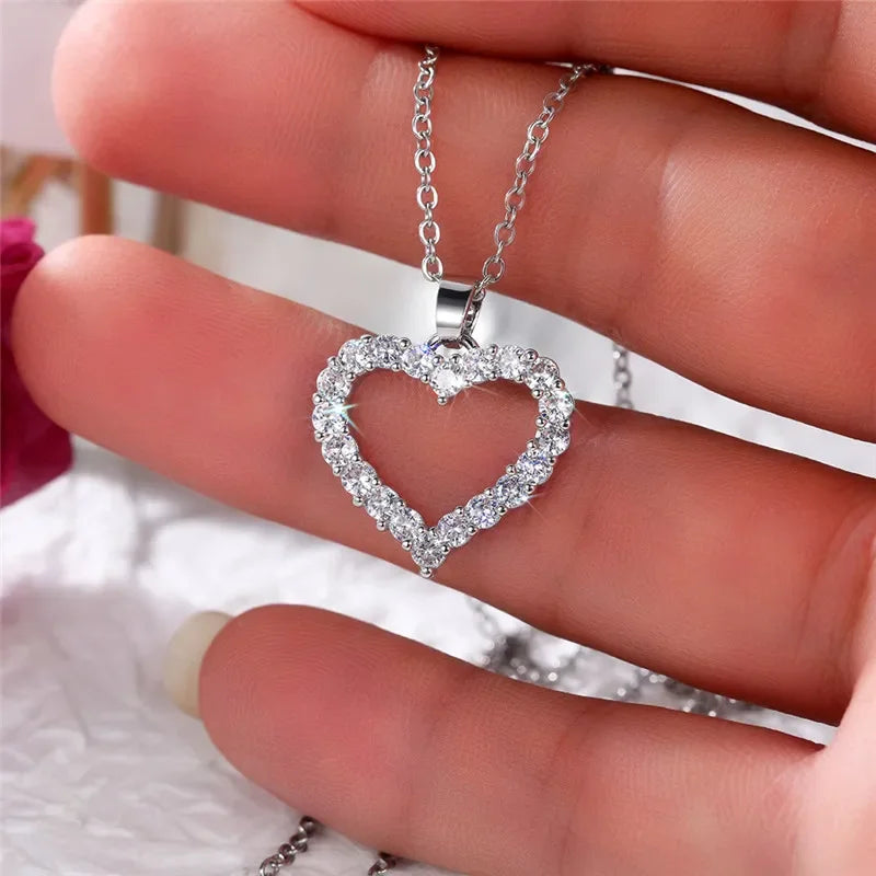 CAOSHI Eternal Heart Shaped Necklace Sparkling Zirconia Accessories for Lady Chic Simple Style Jewelry Romantic Confession Gifts - You Offer