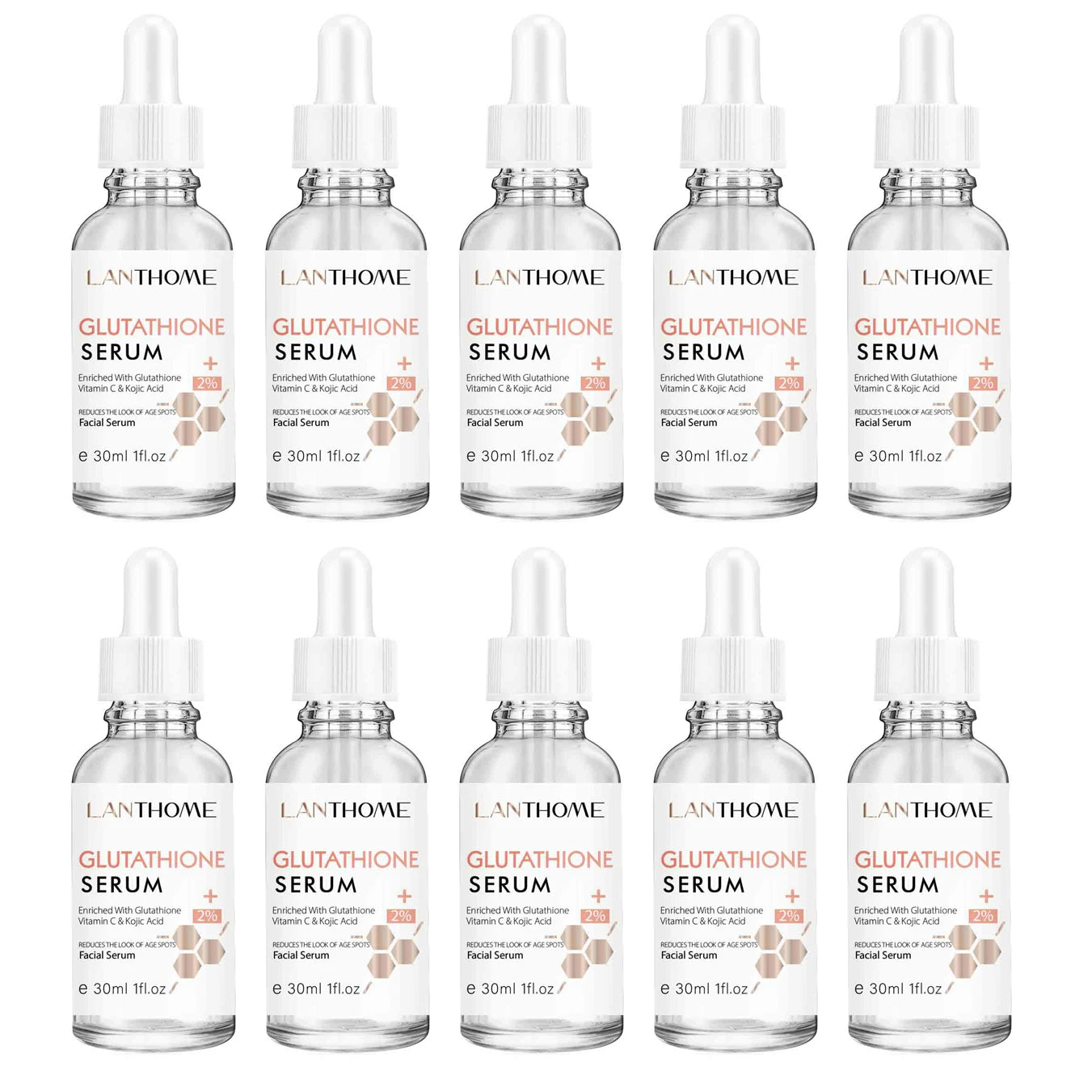 Lanthome Glutathione Whitening Serum Fade Black Dark Spots Vitamin C Defects Reduce Facial Oil Brightening Firming For Women