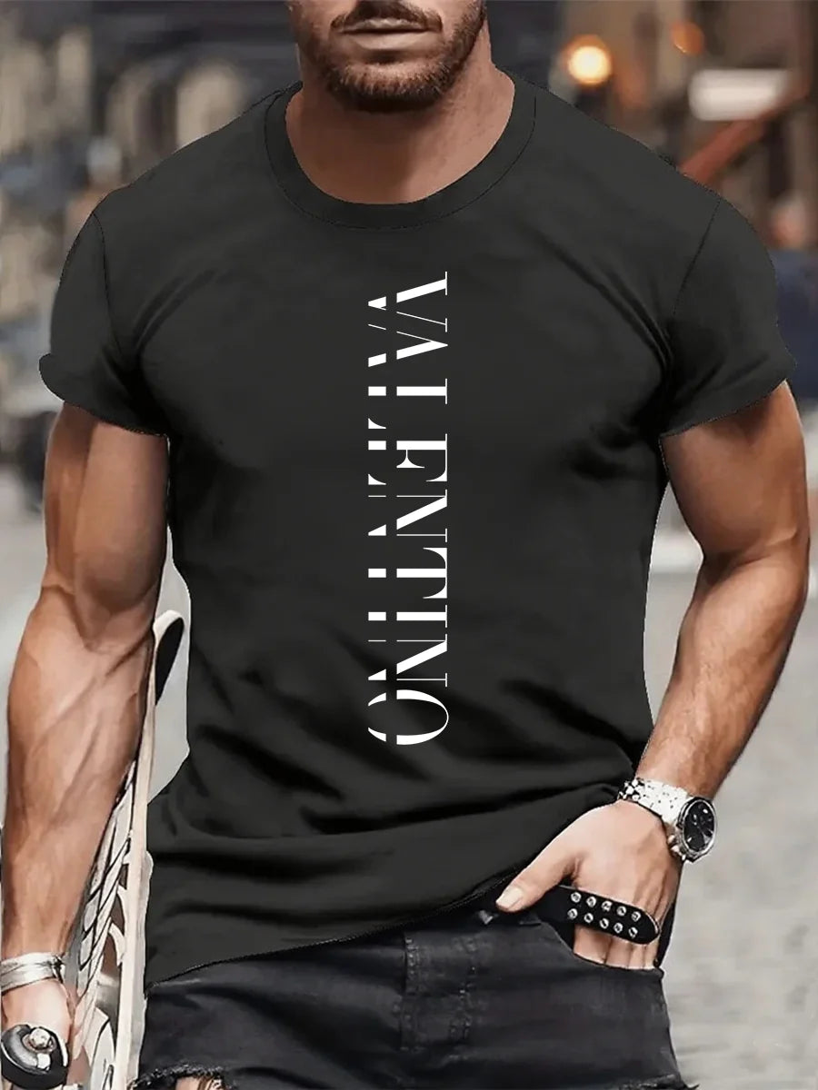 Men's summer round-neck printed short-sleeved t-shirt from luxury brand - streetwear for summer, original men's top
