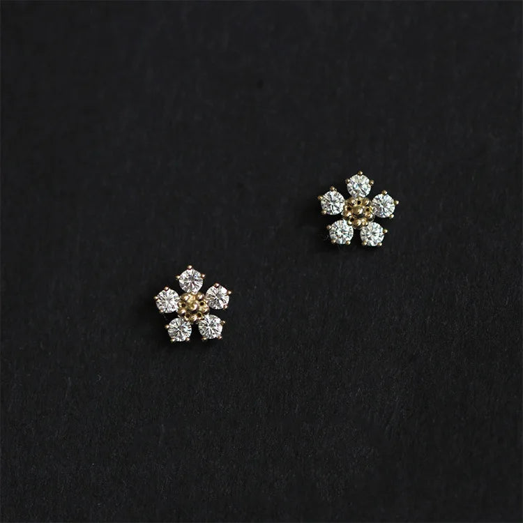 925 Silver Needle Mini Leaf Flower Earrings Children's Student Earrings Classic Simple Jewelry - You Offer
