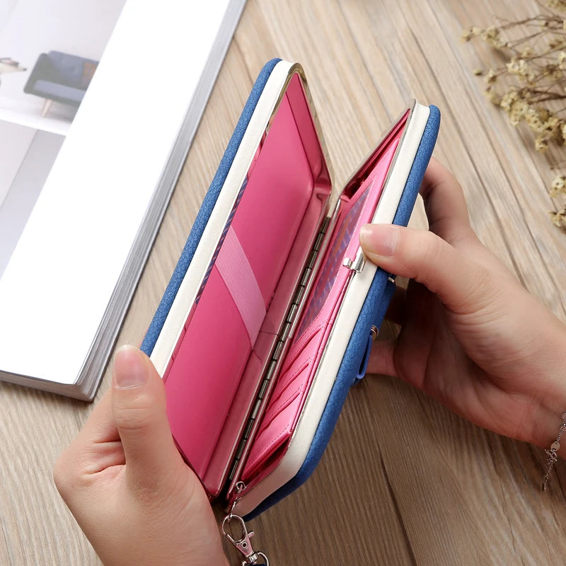 Fashion Women Clutch Wallet Long Card Holder Case Purse Cellphone Case Handbag With Wristlet - You Offer