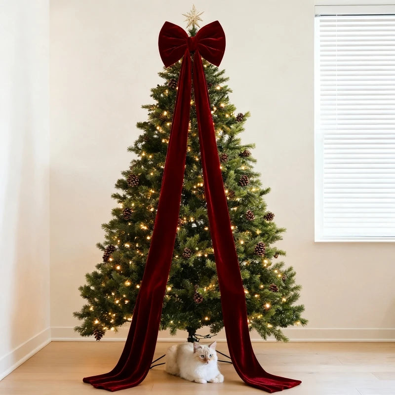 1Pc Large Christmas Bow Pendant Christmas Tree Decoration Wine Red Non Fallen Bow Tree Pendant