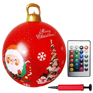 60cm Giant Inflatable Christmas Balls Light Up PVC Big Balls Xmas Tree Decorations Outdoor Holiday Yard Lawn Christmas Balloon
