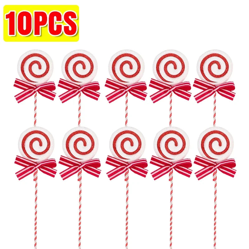 20/1x Christmas Candy Cane Ornaments Plastic Glitter Xmas Tree Hanging Pendants Twisted Crutch Candy Canes New Year Party Favors