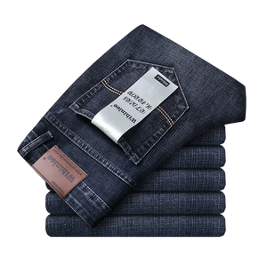 Wthinlee New Business Men's Jeans Casual Straight Stretch Fashion Classic Blue Black Work Denim Trousers Male Brand Clothing - You Offer