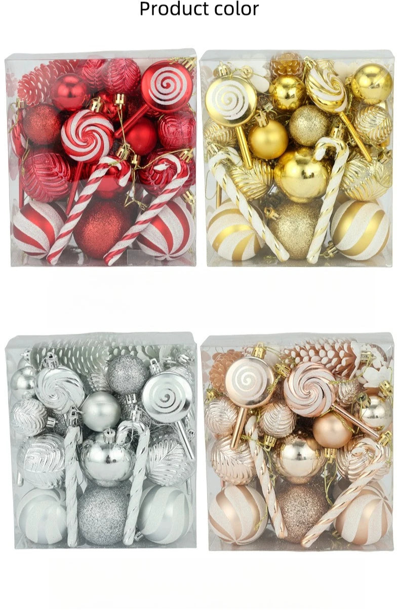 29/40/50pcs Silver Red Special-shaped Christmas Ball Ornaments Christmas Tree Party Decoration Christmas Spheres Pendant New
