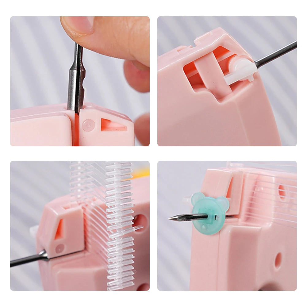 Quick Clothing Fixer with 50/100 Bear Buckles Mini Clothing Sewing Machine Portable Instant Button Garment Connector for Clothes - You Offer