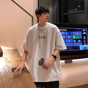 【M-8XL】MEN'S OVERSIZED Tee Casual Loose Letters with meaning one Printed T-shirt Suitable Men Women