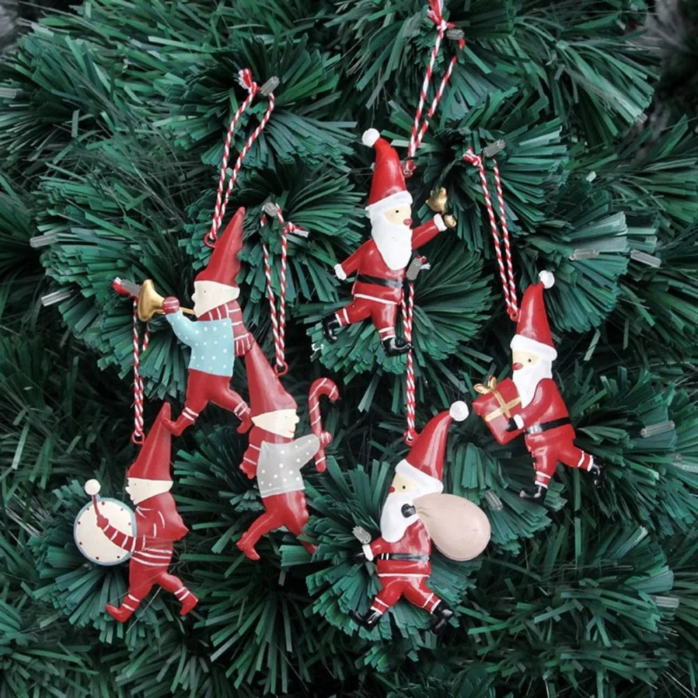 Nordic Christmas Hanging Decoration Cartoon Soldiers Angel DIY Drop Ornaments Double-sides Iron Art Xmas Tree Ornament