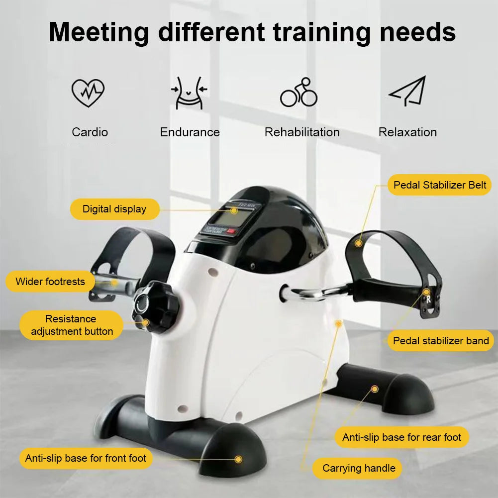 Mini Exercise Bike Arm and Leg Trainer Adjustable Foot Pedal Exercise Machine LCD Display Portable Pedal Trainer for Home Office