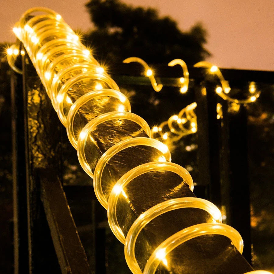 10M 20M 30M LED Tube Rope String Light Outdoor Waterproof 8 Modes Christmas Garland Fairy Lights for Garden Yard Path Tree Decor