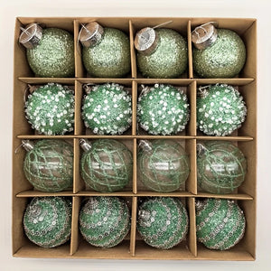 16pcs/set New Style Christmas Ball Set Glitter Deco Ball with Round Shapes for Christmas Tree Hanging Ornaments Plastic Material