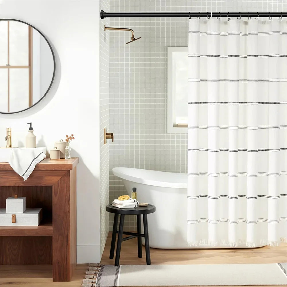 50-260CM Adjustable Curtain Rod No Drilling Telescopic Shower Curtain Pole for Balcony Bathroom Wardrobe Rod Clothes Drying Rack