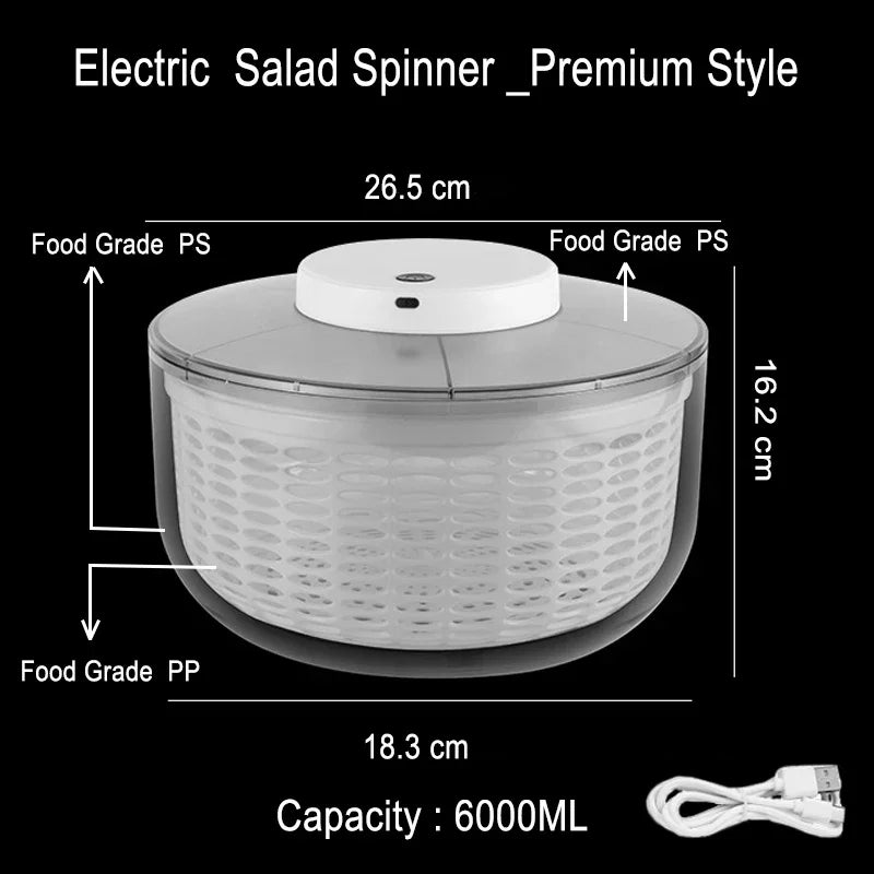 Salad Spinner Electric/Manual Vegetable Dehydrator Multifunction Food Fruit Dryer Quick Drying Drain Basket Kitchen Accessories