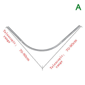 L Shaped Extendable Curved Shower Curtain Rod 3Size Silver Stainless Steel Shower Curtain Poles Punch-Free Bathroom Curtain Rail