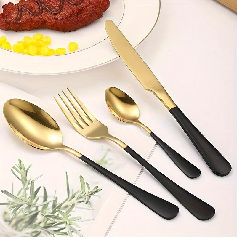 24-Piece Stainless Steel Cutlery Set Knives, Forks, Spoons & Teaspoons - Durable Stylish Design - Perfect for Home Dining - You Offer