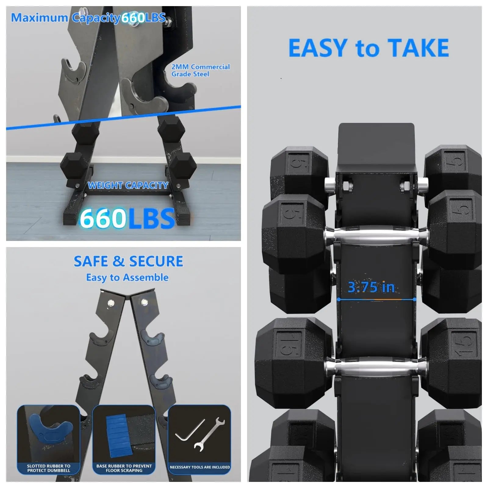 Dumbbell Rack Stand Only, Steel A-Frame Dumbbell Weight Rack for Home Gym - You Offer