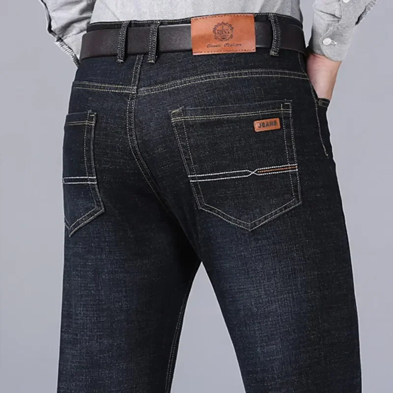 Men Fashion Straight Jeans Mens 2025 New Stretch Slim Fit Pants Comfortable Soft Business Denim Trousers Male Brand Clothing - You Offer
