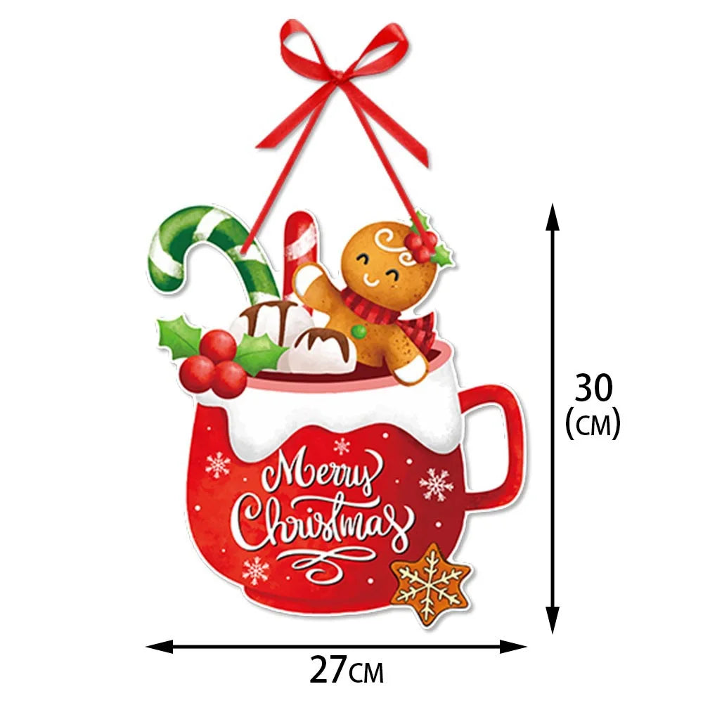 Christmas Decoration Door Hanger New Year Party Santa Claus Snowman Pendants Xmas Tree Hanging Oranment Home Christmas Decor