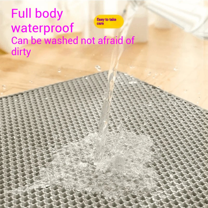90x60CM Large Cat Litter Mat Waterproof Double Layer Non Slip Litter Box Tray Washable Durable Pet Toilet Sand Trapping Mat