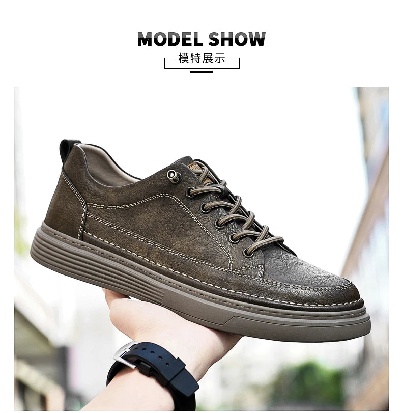 Fashion Handmade Brand Men Casual Shoes Genuine Leather Men Flats Soft Oxford Shoes Luxury Quality Outdoor Shoes Men Sneakers