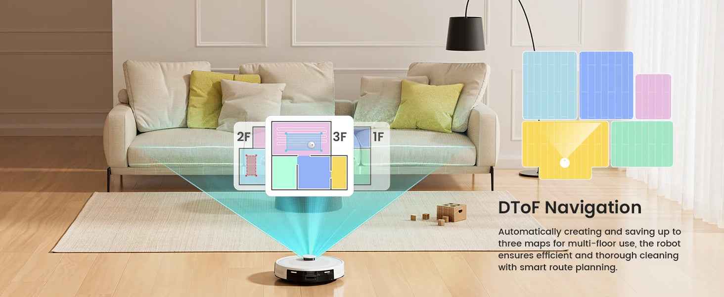 LEFANT M2 5500Pa Powerful Robot Vacuum Cleaner Laser Navigation dToF  Anti-Tangle Selected Area Clean Ideal for Pet Hair Carpets