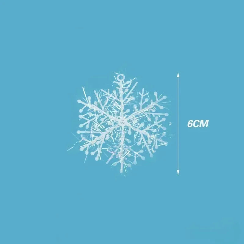 White Christmas Snowflakes Xmas Tree Hanging Pendant Artificial Plastic Glitter Snow Flake Home DIY New Year Wreath Decoration